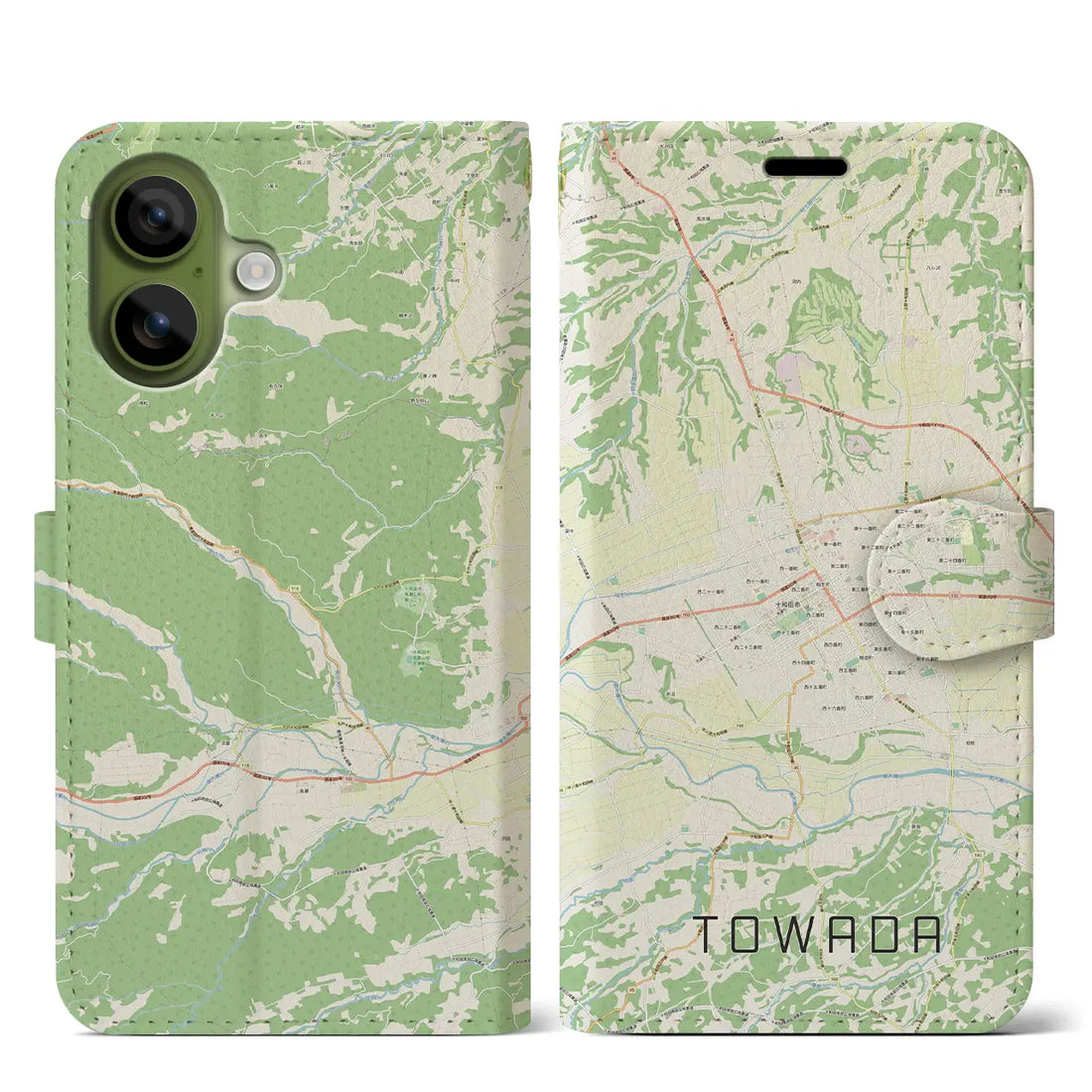 【十和田（青森県）】地図柄iPhoneケース（手帳タイプ）ナチュラル・iPhone 17 Pro Max 用