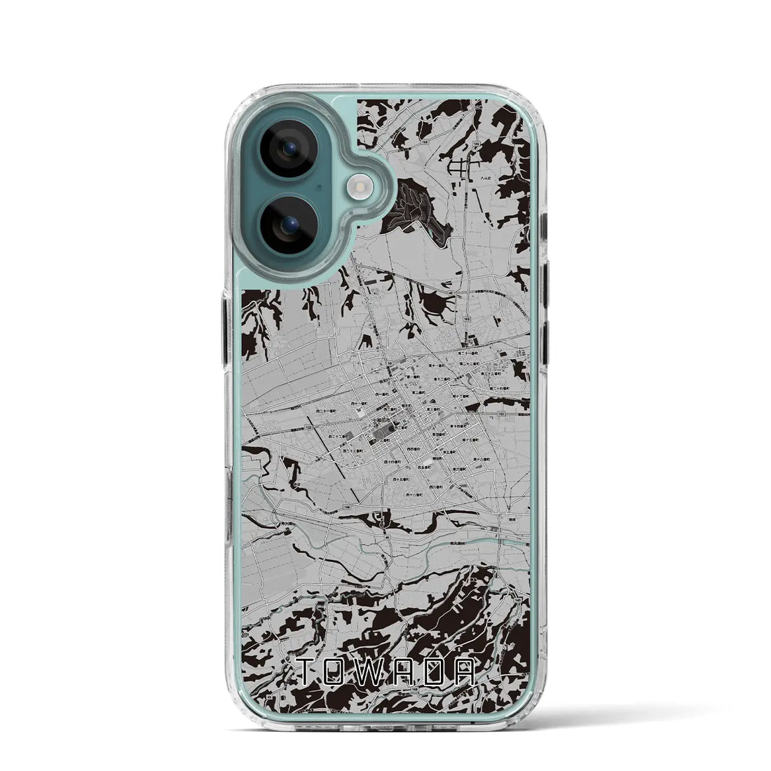 【十和田(青森県)】地図柄iPhoneケース(MagSafeタイプ)モノトーン・iPhone 16 Pro 用