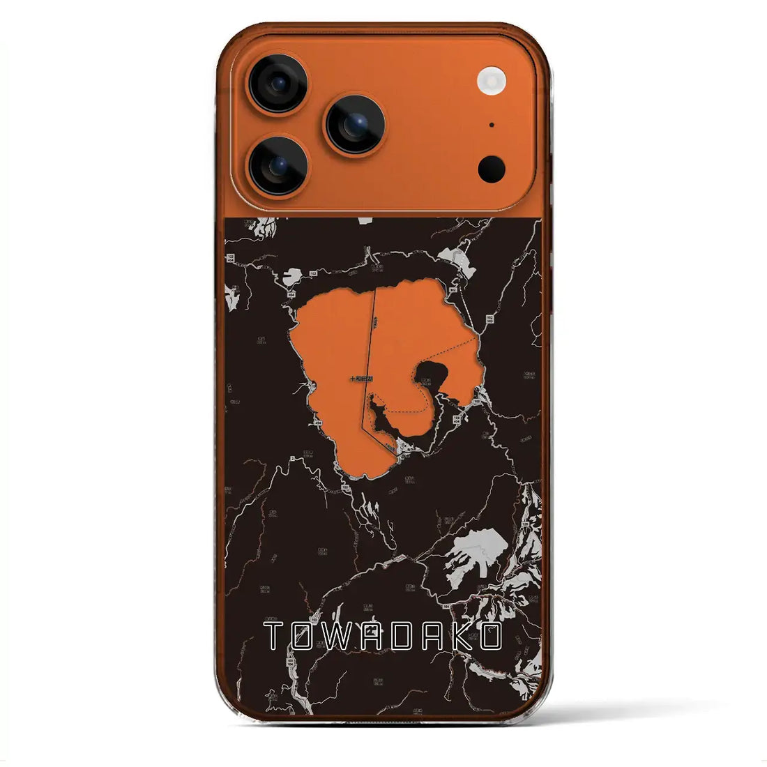 【十和田湖(青森県)】地図柄iPhoneケース(クリアタイプ)モノトーン・iPhone 17 Pro Max 用