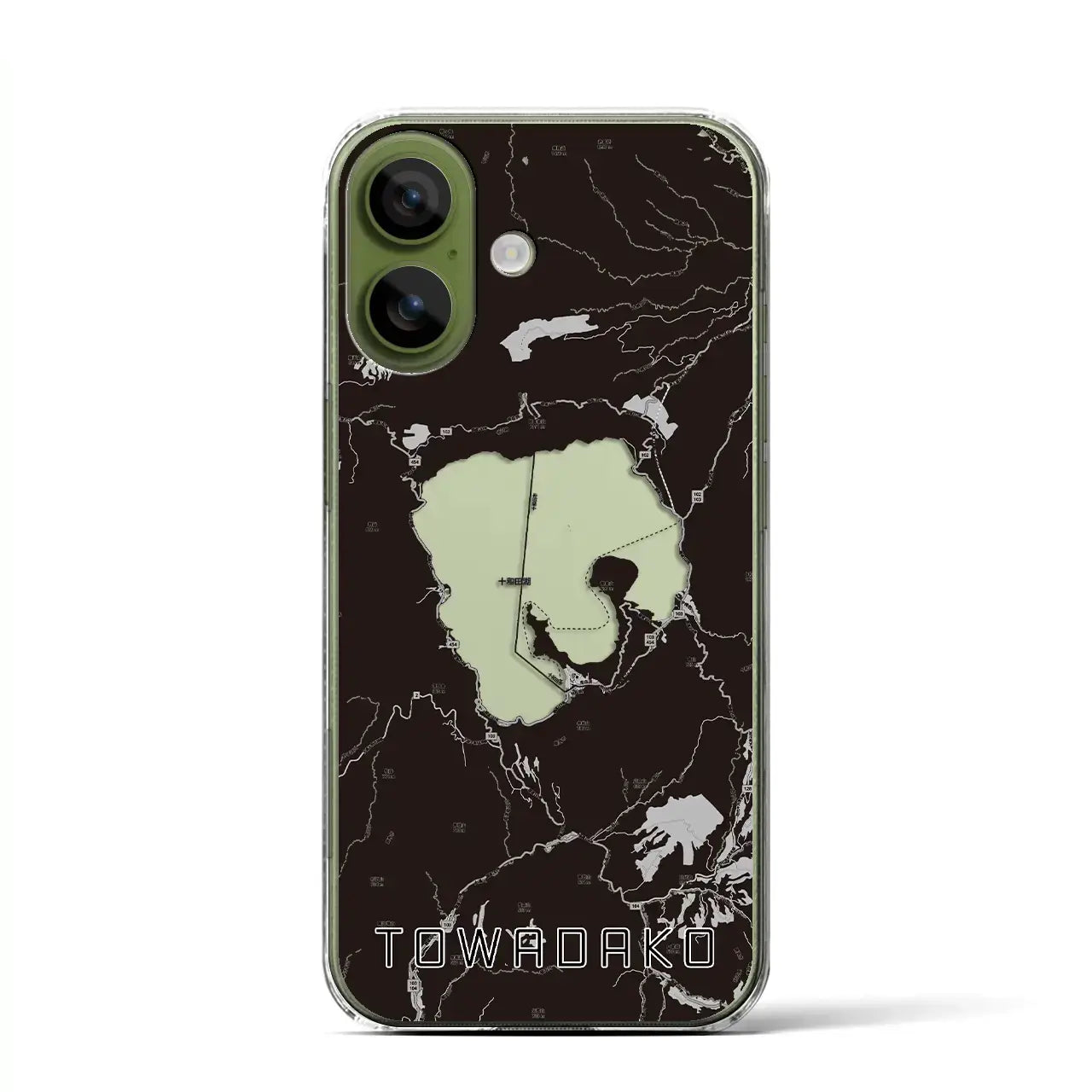 【十和田湖（青森県）】地図柄iPhoneケース（クリアタイプ）モノトーン・iPhone 17 Pro Max 用