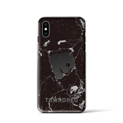 【十和田湖（青森県）】地図柄iPhoneケース（クリアタイプ）モノトーン・iPhone XS / X 用