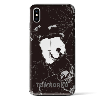 【十和田湖（青森県）】地図柄iPhoneケース（クリアタイプ）モノトーン・iPhone XS Max 用