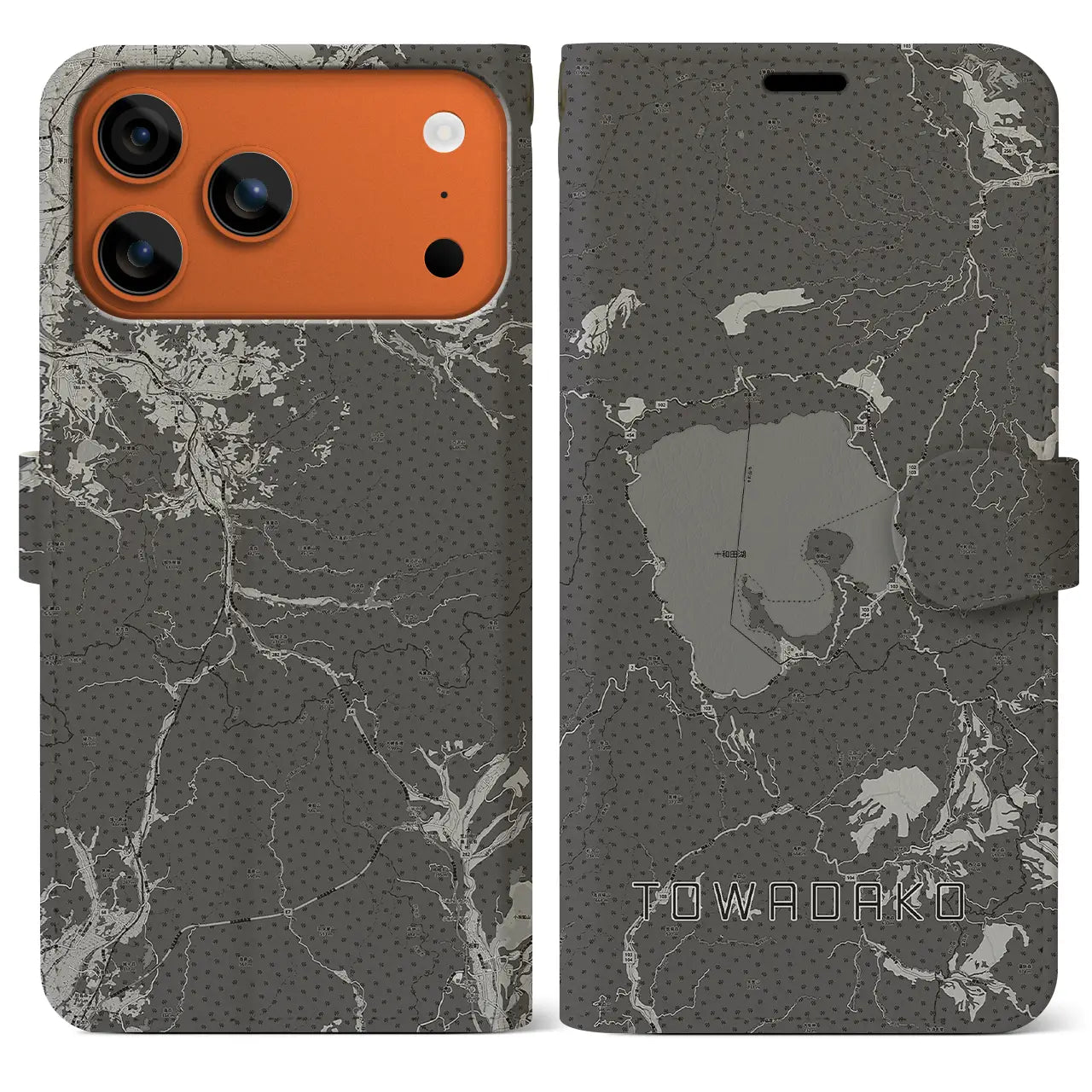 【十和田湖（青森県）】地図柄iPhoneケース（手帳タイプ）