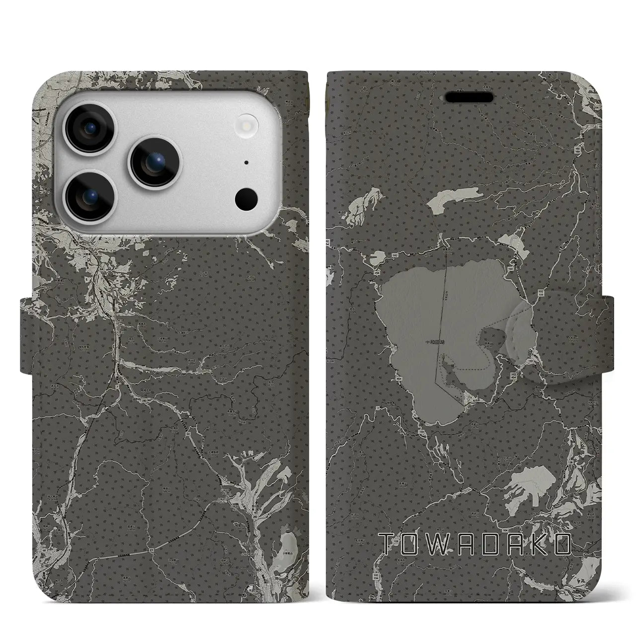 【十和田湖（青森県）】地図柄iPhoneケース（手帳タイプ）