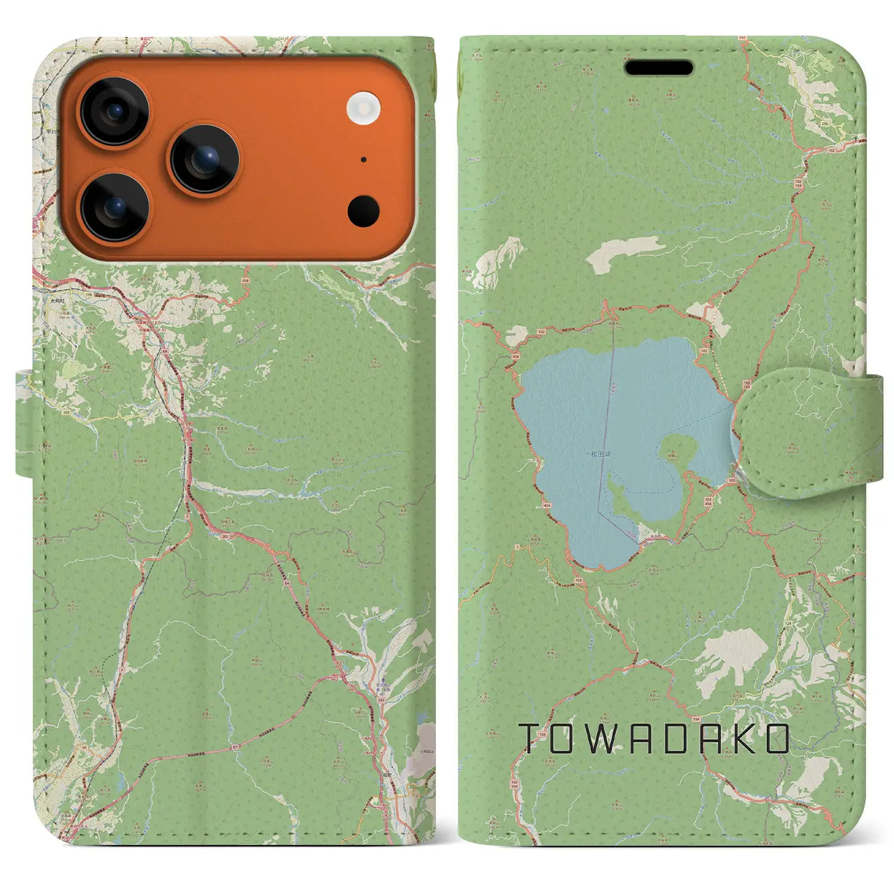 【十和田湖（青森県）】地図柄iPhoneケース（手帳タイプ）