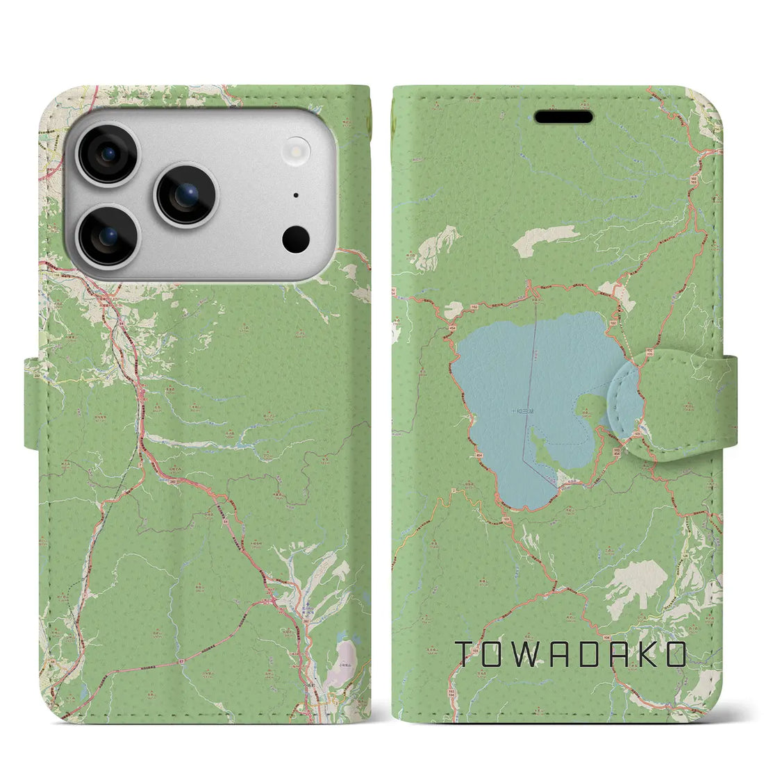 【十和田湖（青森県）】地図柄iPhoneケース（手帳タイプ）ナチュラル・iPhone 17 Pro Max 用