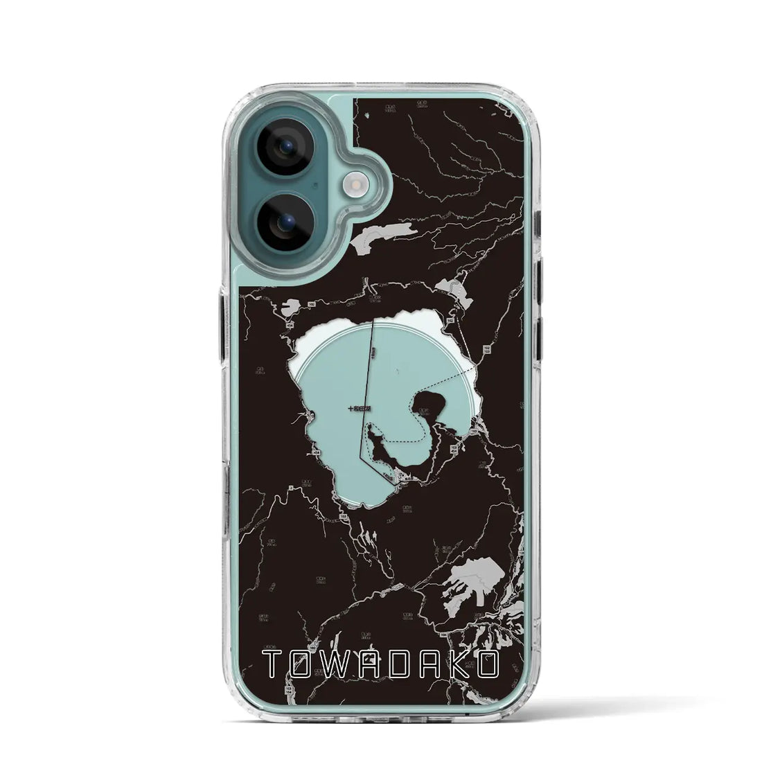 【十和田湖(青森県)】地図柄iPhoneケース(MagSafeタイプ)モノトーン・iPhone 16 Pro 用