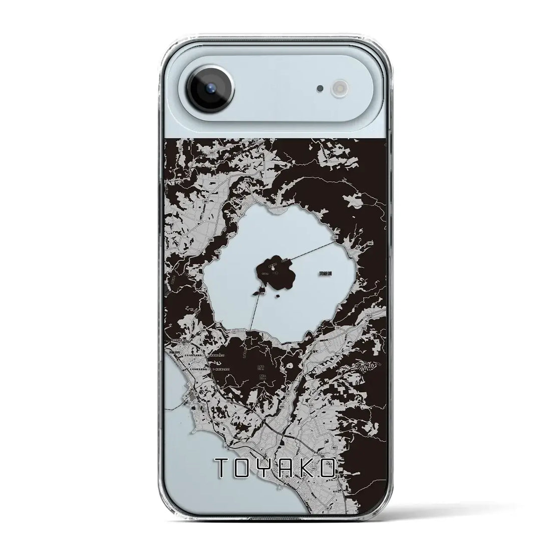 【洞爺湖（北海道）】地図柄iPhoneケース（クリアタイプ）モノトーン・iPhone 17 Pro Max 用