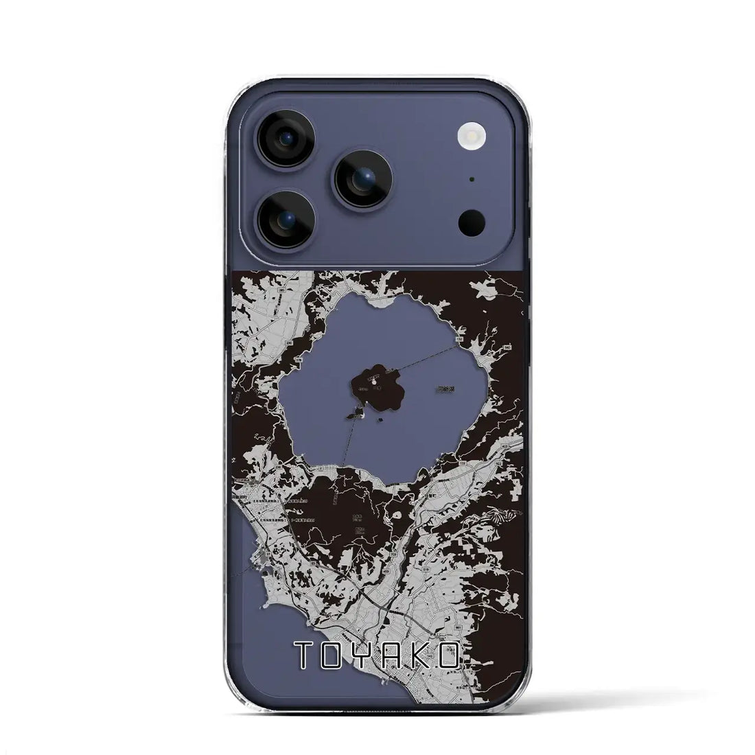 【洞爺湖（北海道）】地図柄iPhoneケース（クリアタイプ）モノトーン・iPhone 17 Pro Max 用
