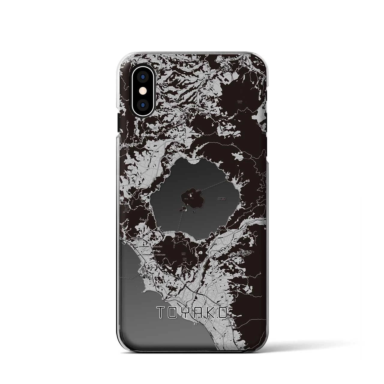 【洞爺湖（北海道）】地図柄iPhoneケース（クリアタイプ）モノトーン・iPhone XS / X 用