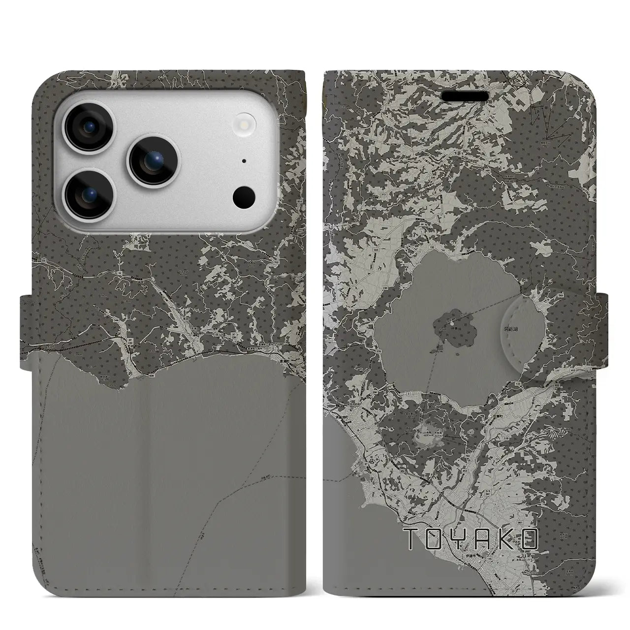 【洞爺湖（北海道）】地図柄iPhoneケース（手帳タイプ）