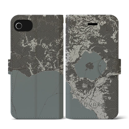 【洞爺湖（北海道）】地図柄iPhoneケース（手帳タイプ）モノトーン・iPhone SE（第3 / 第2世代） / 8 / 7 / 6s / 6 用