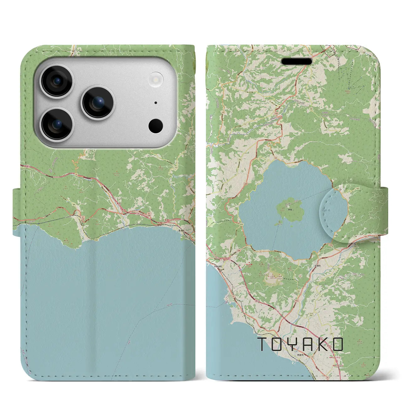 【洞爺湖（北海道）】地図柄iPhoneケース（手帳タイプ）