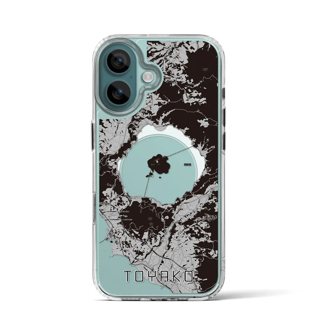 【洞爺湖（北海道）】地図柄iPhoneケース（MagSafeタイプ）モノトーン・iPhone 16 Pro 用