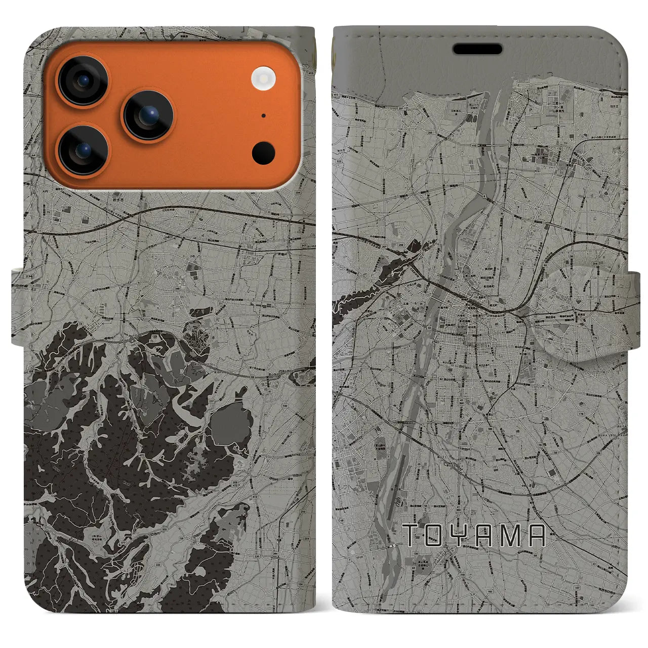 【富山（富山県）】地図柄iPhoneケース（手帳タイプ）
