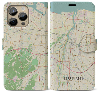 【富山（富山県）】地図柄iPhoneケース（手帳タイプ）ナチュラル・iPhone 14 Pro Max 用
