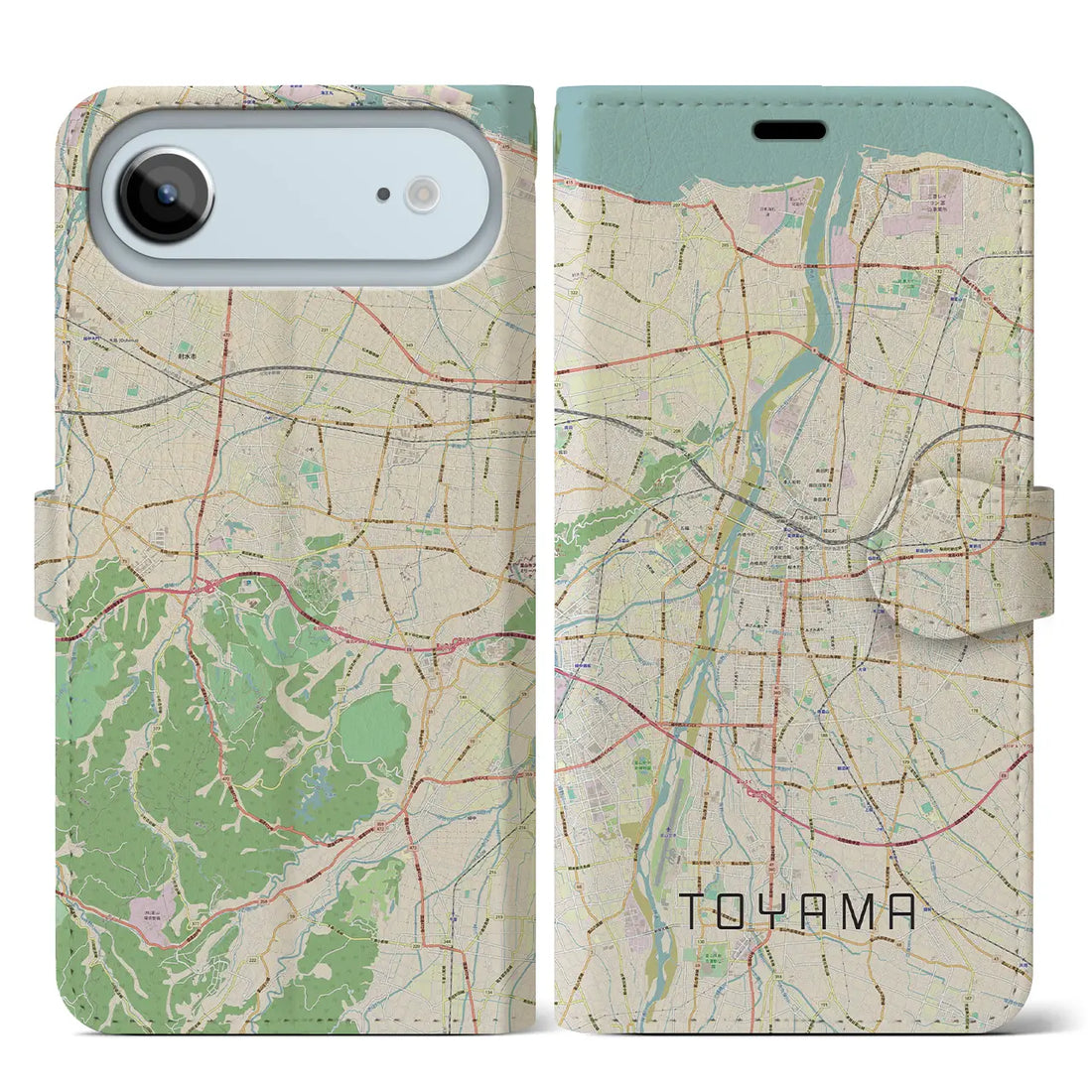 【富山(富山県)】地図柄iPhoneケース(手帳タイプ)モノトーン・iPhone 17 Pro Max 用