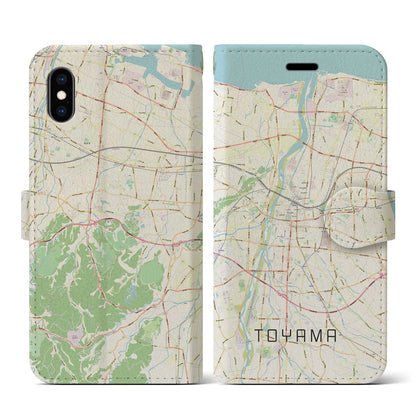 【富山（富山県）】地図柄iPhoneケース（手帳タイプ）ナチュラル・iPhone XS / X 用