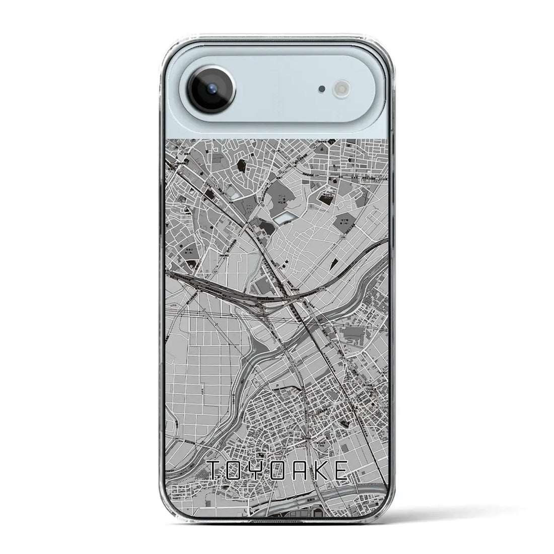 【豊明（愛知県）】地図柄iPhoneケース（クリアタイプ）モノトーン・iPhone 17 Pro Max 用