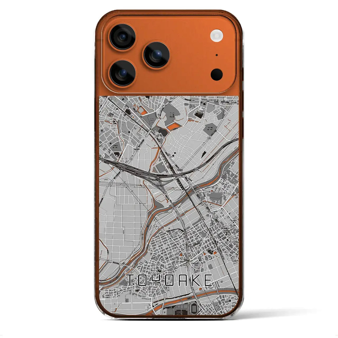 【豊明（愛知県）】地図柄iPhoneケース（クリアタイプ）モノトーン・iPhone 17 Pro Max 用