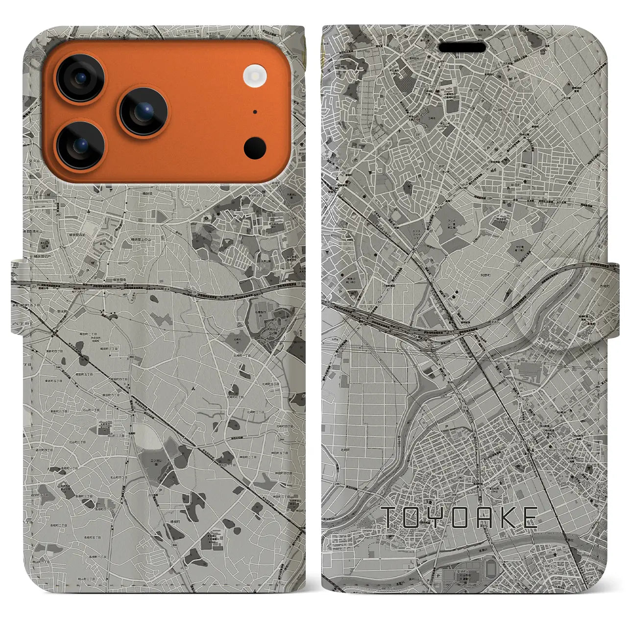 【豊明（愛知県）】地図柄iPhoneケース（手帳タイプ）