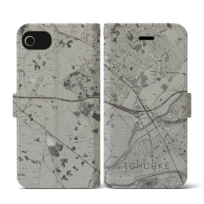 【豊明（愛知県）】地図柄iPhoneケース（手帳タイプ）モノトーン・iPhone SE（第3 / 第2世代） / 8 / 7 / 6s / 6 用