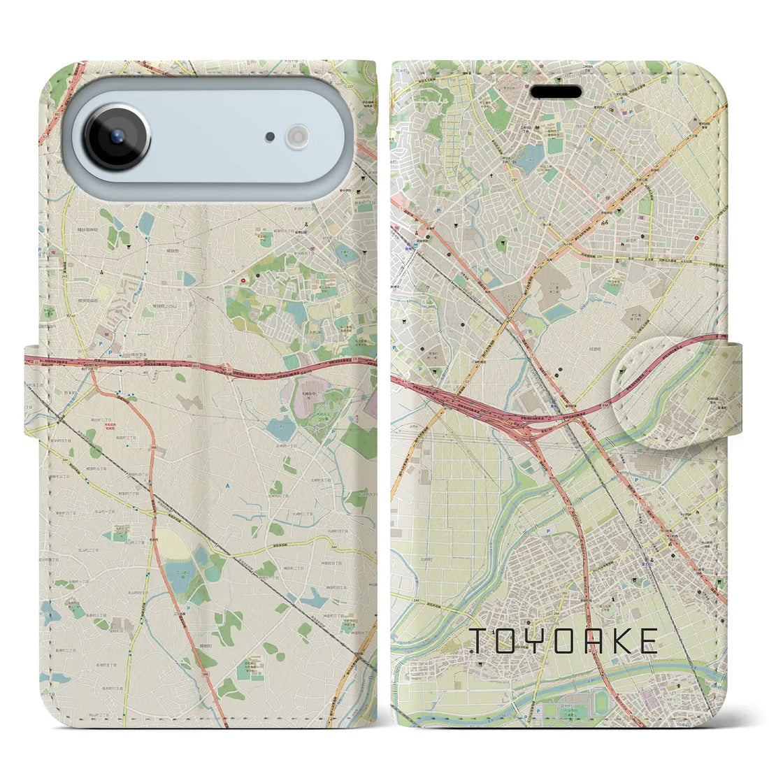【豊明（愛知県）】地図柄iPhoneケース（手帳タイプ）ナチュラル・iPhone 17 Pro Max 用