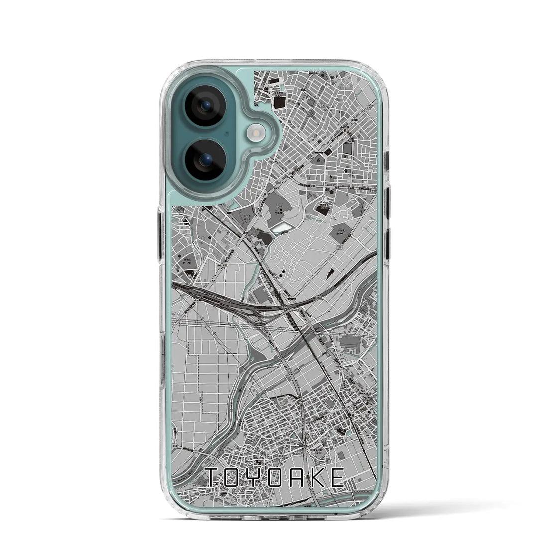 【豊明（愛知県）】地図柄iPhoneケース（MagSafeタイプ）モノトーン・iPhone 16 Pro 用