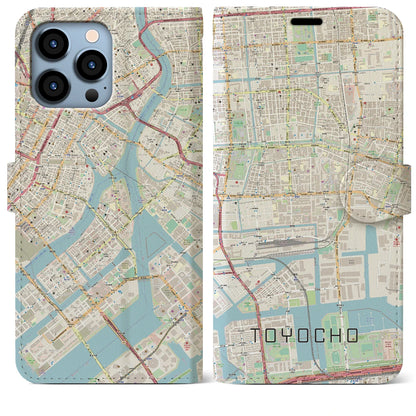 【東陽町（東京都）】地図柄iPhoneケース（手帳タイプ）ナチュラル・iPhone 13 Pro Max 用