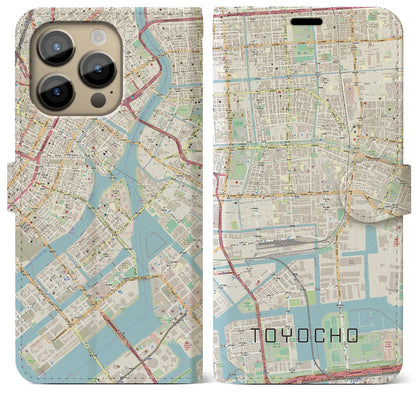 【東陽町（東京都）】地図柄iPhoneケース（手帳タイプ）ナチュラル・iPhone 14 Pro Max 用