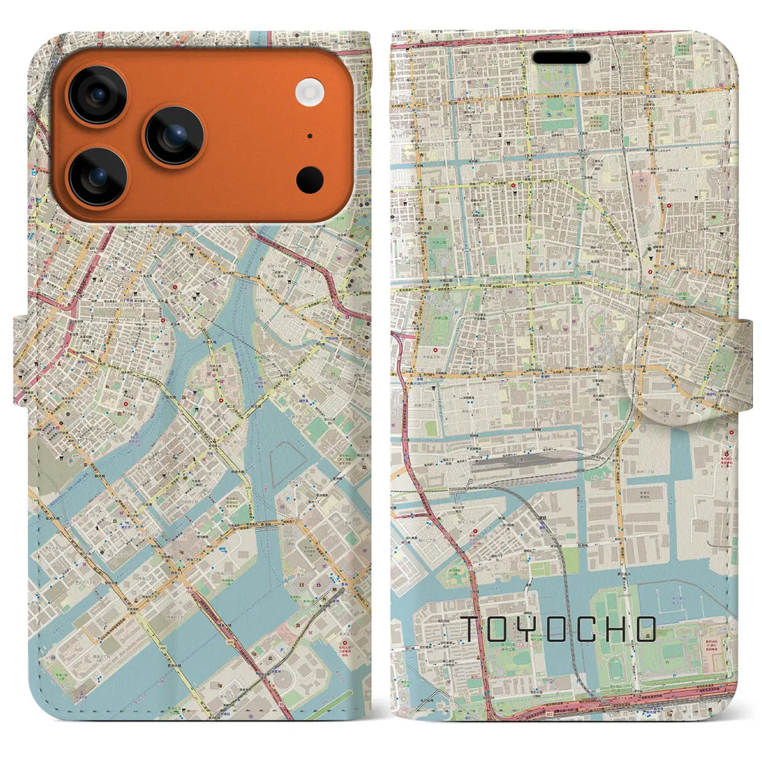【東陽町（東京都）】地図柄iPhoneケース（手帳タイプ）ナチュラル・iPhone 17 Pro Max 用
