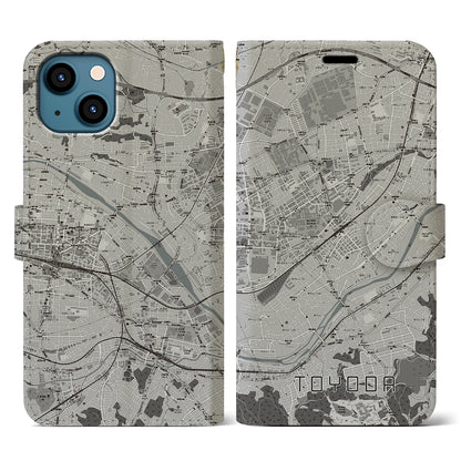 【豊田（東京都）】地図柄iPhoneケース（手帳タイプ）モノトーン・iPhone 13 用