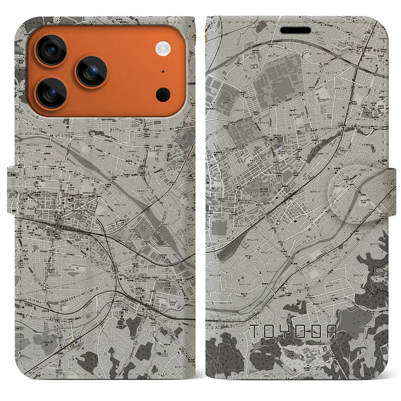 【豊田（東京都）】地図柄iPhoneケース（手帳タイプ）