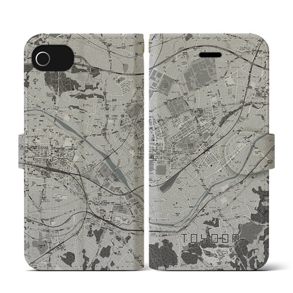 【豊田（東京都）】地図柄iPhoneケース（手帳タイプ）モノトーン・iPhone SE（第3 / 第2世代） / 8 / 7 / 6s / 6 用