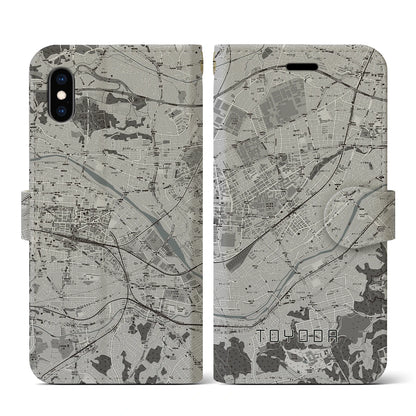 【豊田（東京都）】地図柄iPhoneケース（手帳タイプ）モノトーン・iPhone XS / X 用