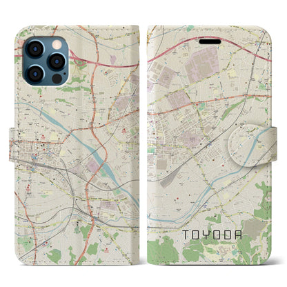 【豊田（東京都）】地図柄iPhoneケース（手帳タイプ）ナチュラル・iPhone 12 / 12 Pro 用