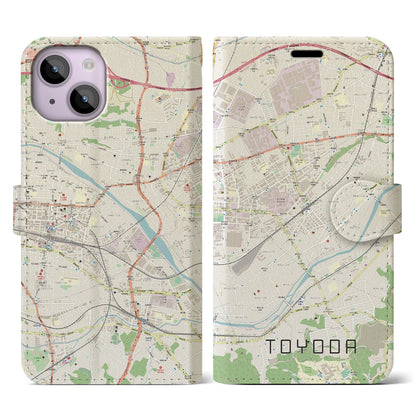 【豊田（東京都）】地図柄iPhoneケース（手帳タイプ）ナチュラル・iPhone 14 用