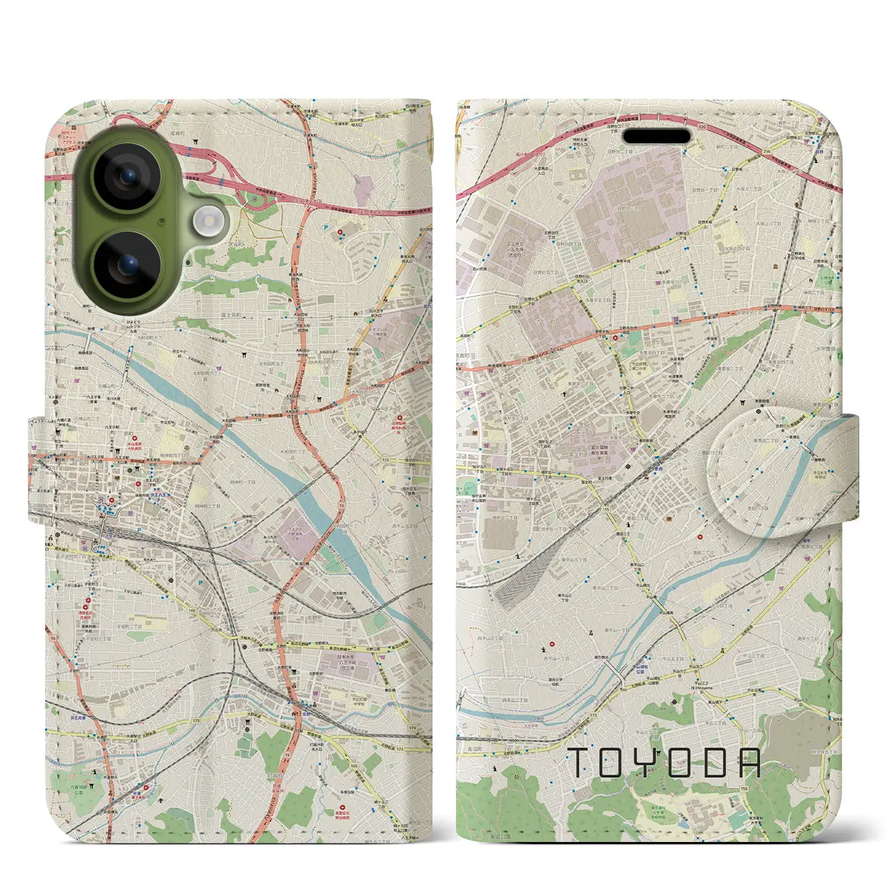 【豊田（東京都）】地図柄iPhoneケース（手帳タイプ）