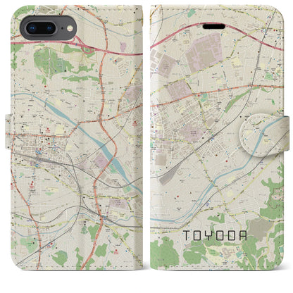 【豊田（東京都）】地図柄iPhoneケース（手帳タイプ）ナチュラル・iPhone 8Plus /7Plus / 6sPlus / 6Plus 用