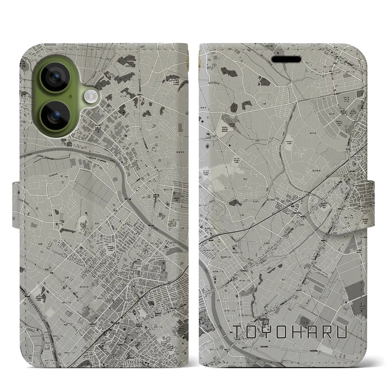 【豊春（埼玉県）】地図柄iPhoneケース（手帳タイプ）