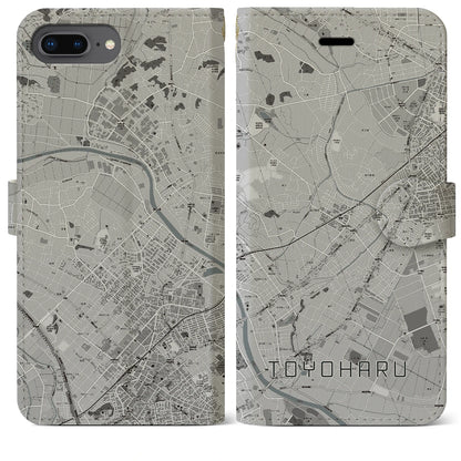 【豊春（埼玉県）】地図柄iPhoneケース（手帳タイプ）モノトーン・iPhone 8Plus /7Plus / 6sPlus / 6Plus 用