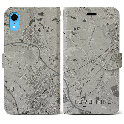【豊春（埼玉県）】地図柄iPhoneケース（手帳タイプ）モノトーン・iPhone XR 用