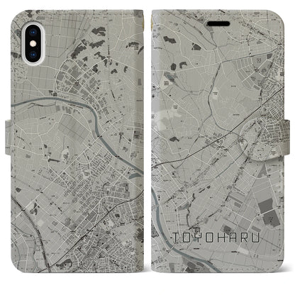 【豊春（埼玉県）】地図柄iPhoneケース（手帳タイプ）モノトーン・iPhone XS Max 用