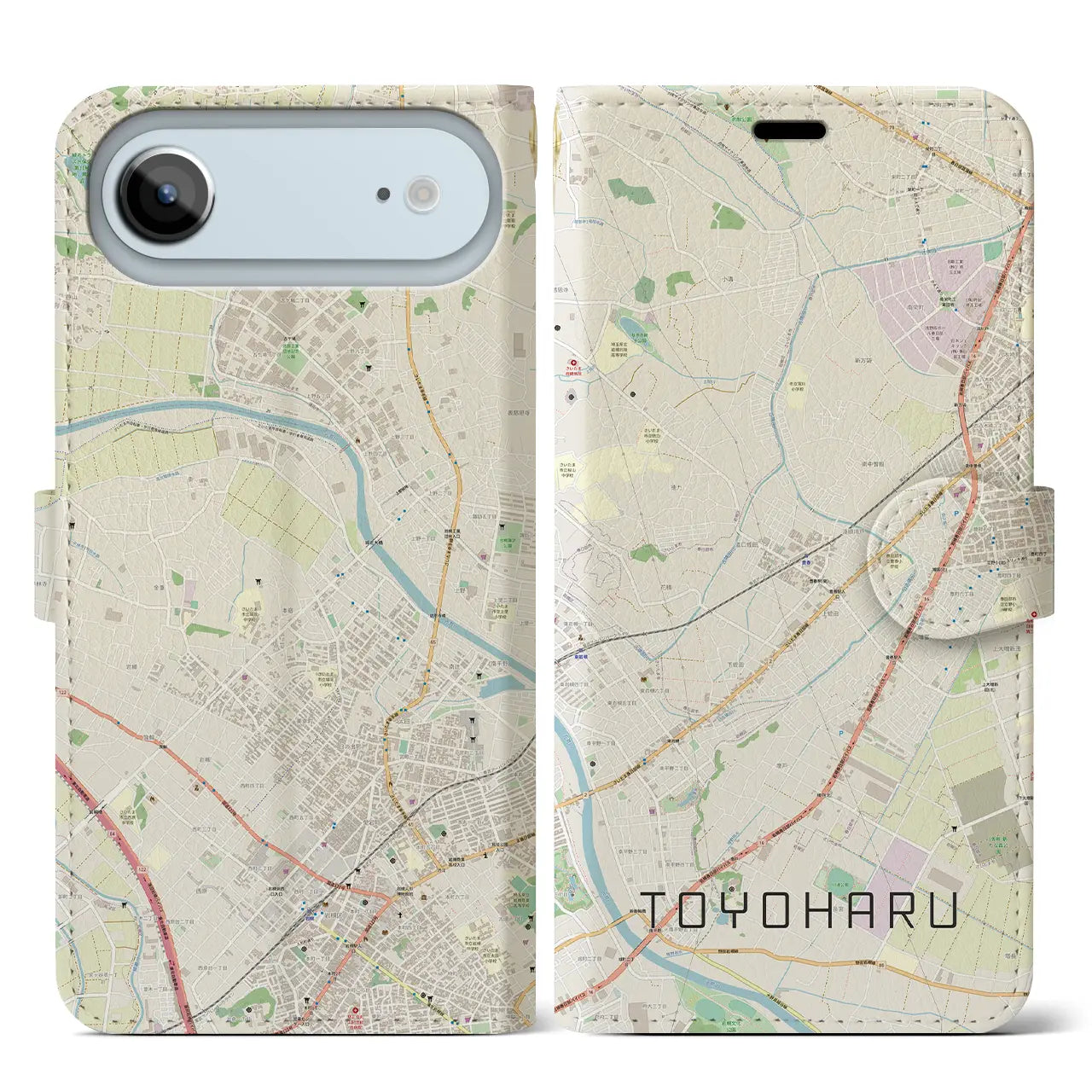 【豊春（埼玉県）】地図柄iPhoneケース（手帳タイプ）