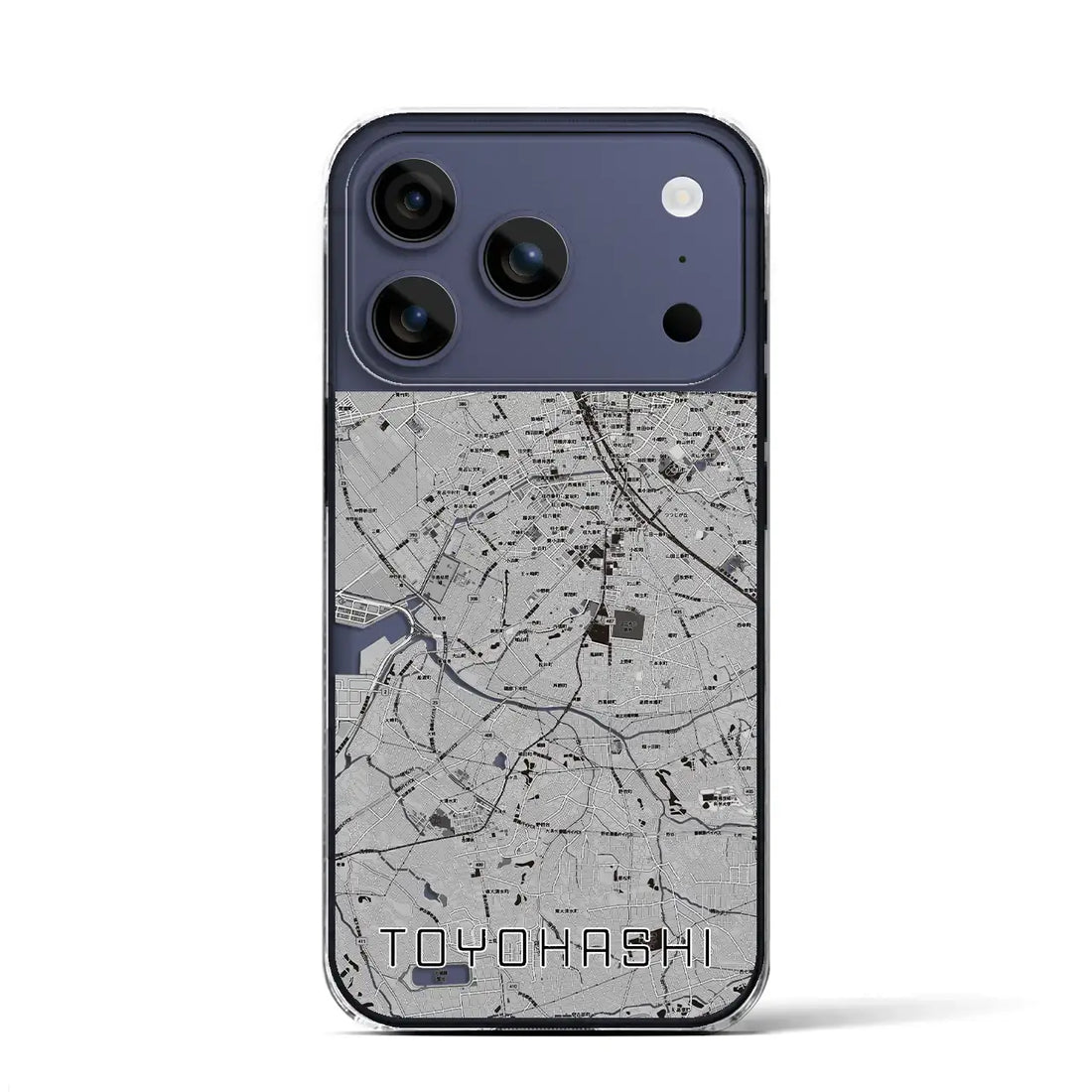 【豊橋（愛知県）】地図柄iPhoneケース（クリアタイプ）モノトーン・iPhone 17 Pro Max 用