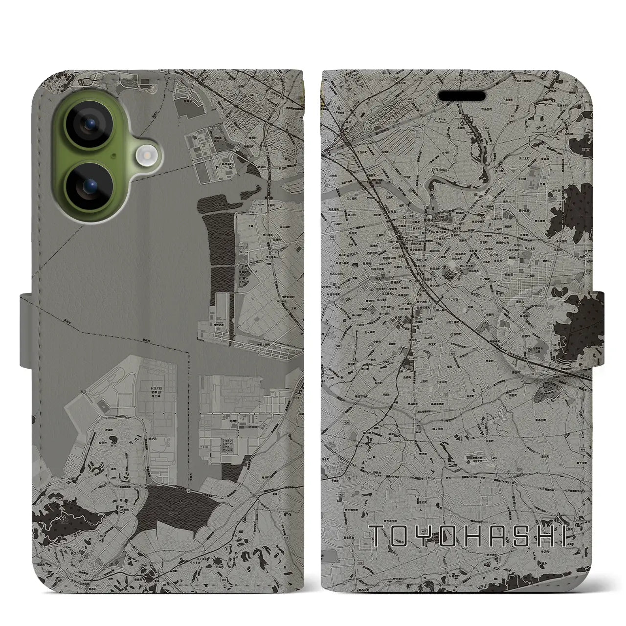 【豊橋（愛知県）】地図柄iPhoneケース（手帳タイプ）