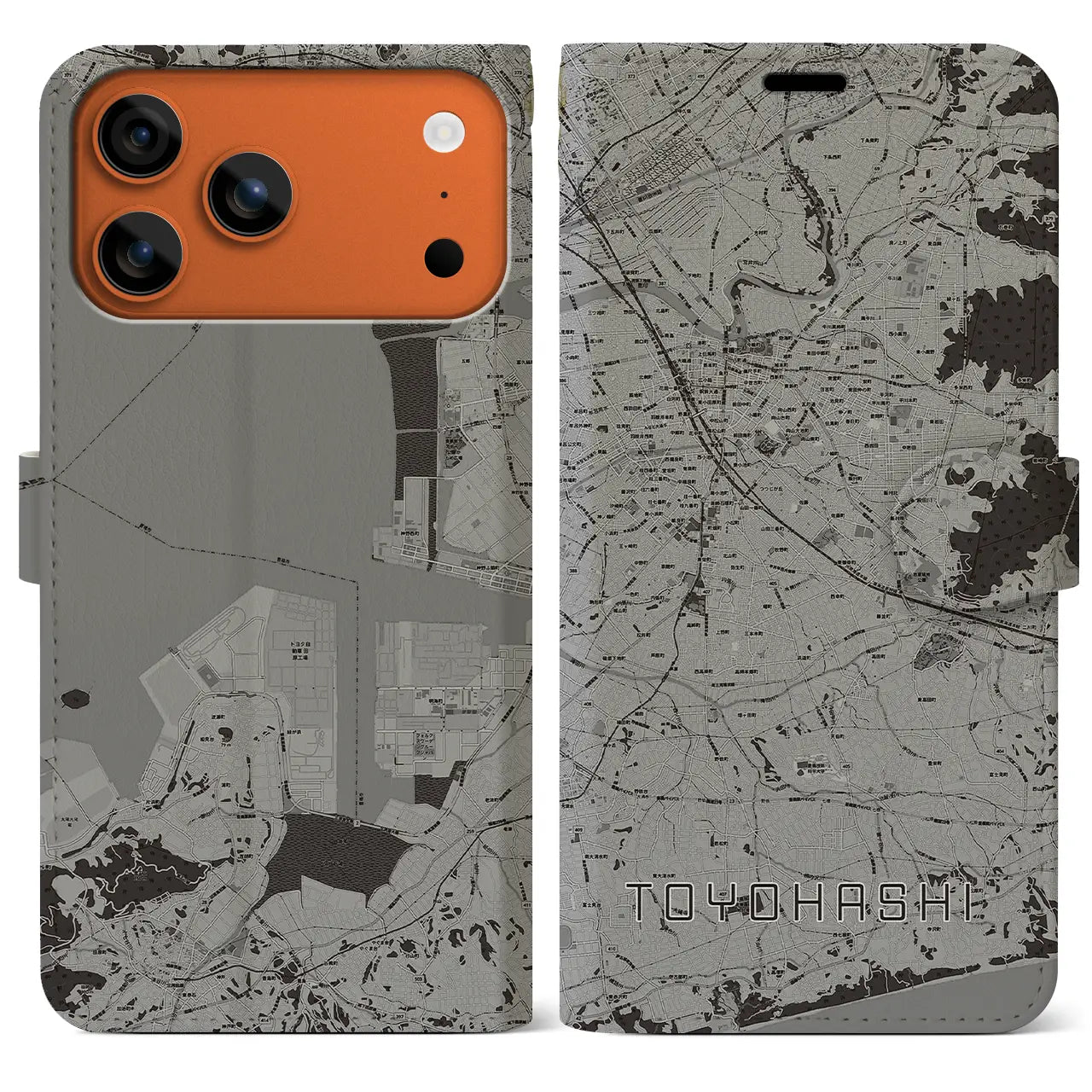 【豊橋（愛知県）】地図柄iPhoneケース（手帳タイプ）