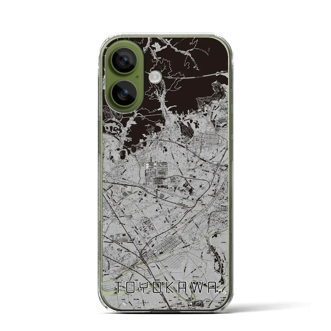 【豊川（愛知県）】地図柄iPhoneケース（クリアタイプ）モノトーン・iPhone 17 Pro Max 用