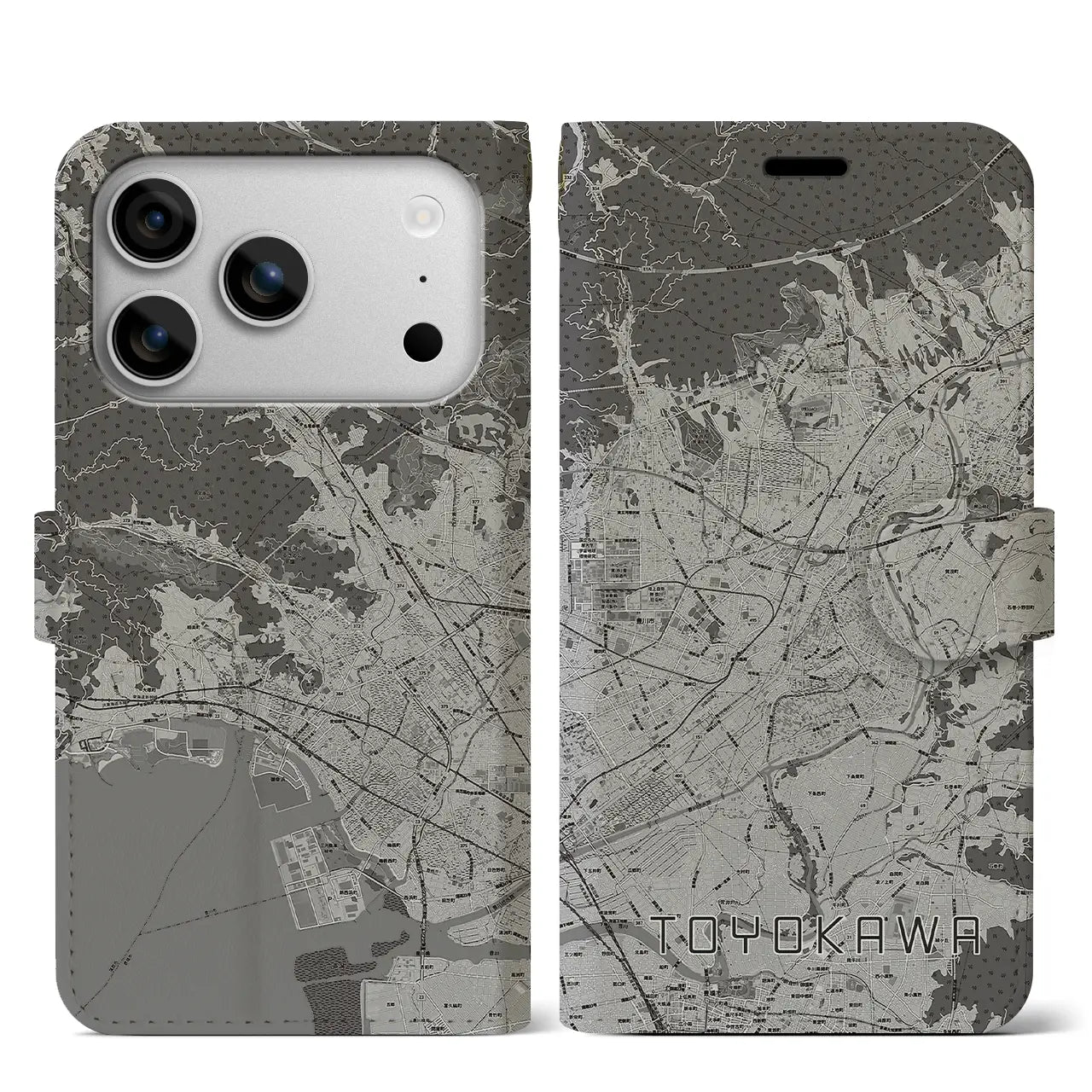 【豊川（愛知県）】地図柄iPhoneケース（手帳タイプ）