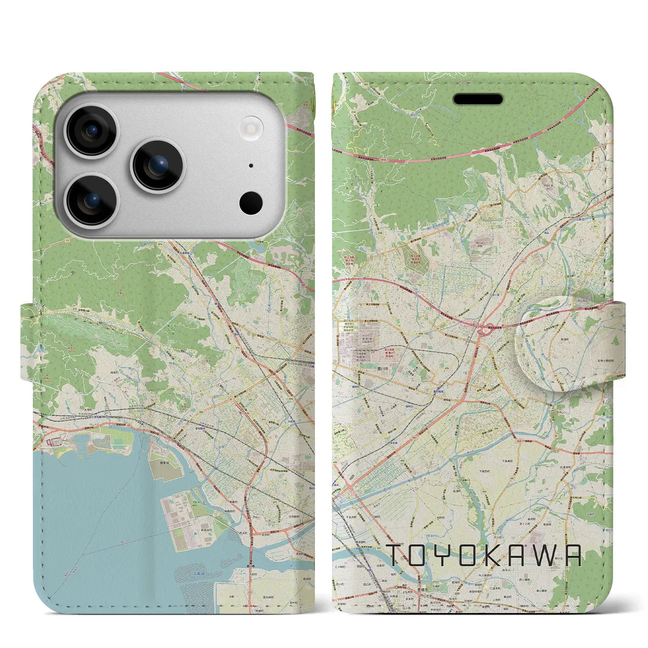 【豊川（愛知県）】地図柄iPhoneケース（手帳タイプ）